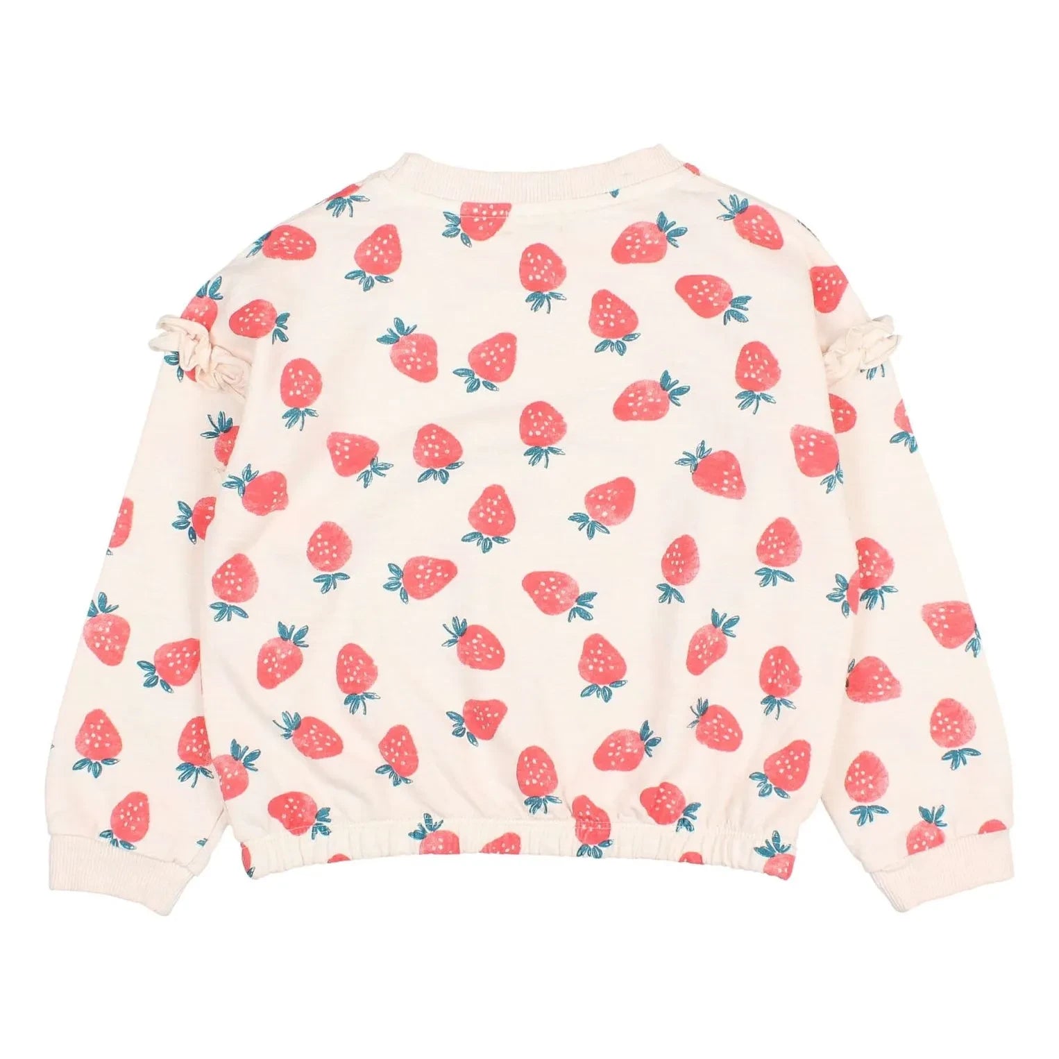 Búho - Sudadera de felpa con volantes de fresa de algodón orgánico | Rosa pálido