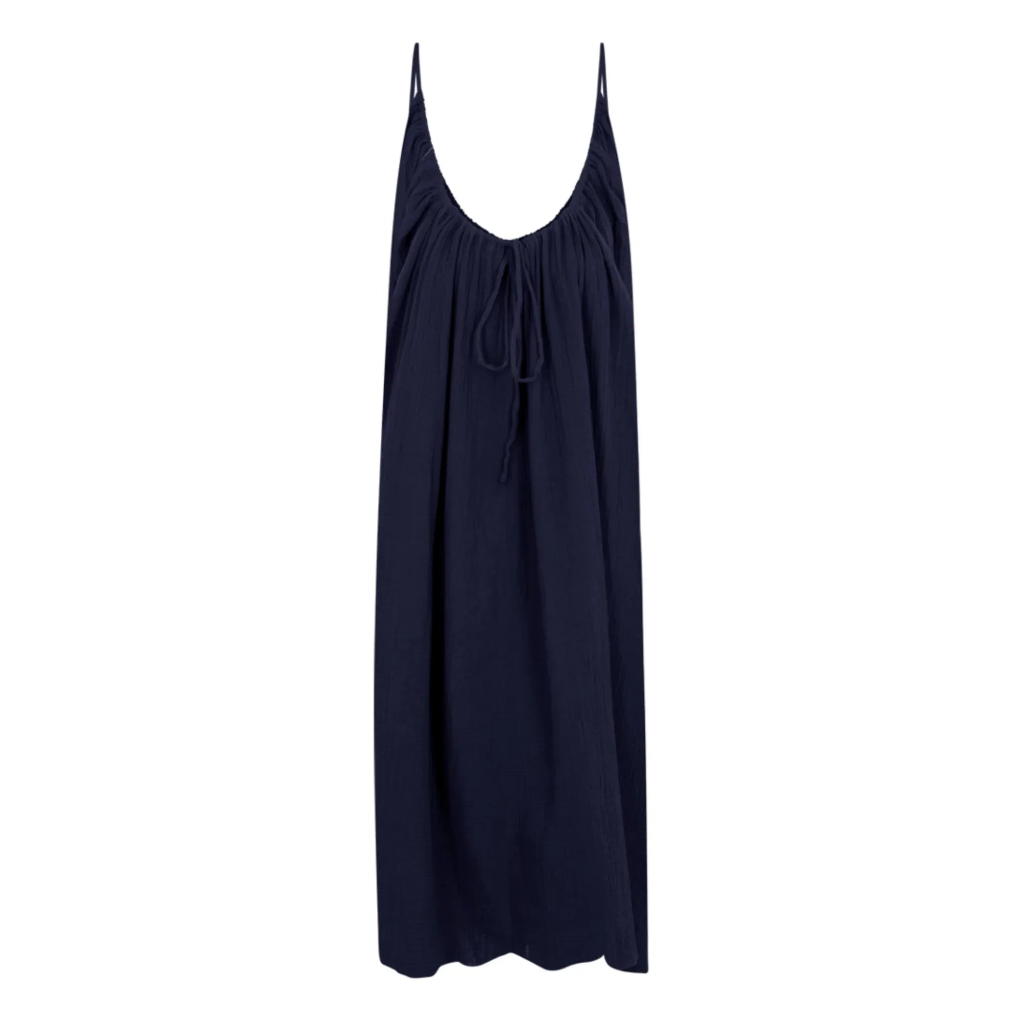 Anja Paris - Vestido de Gasa de Algodón | Azul marino