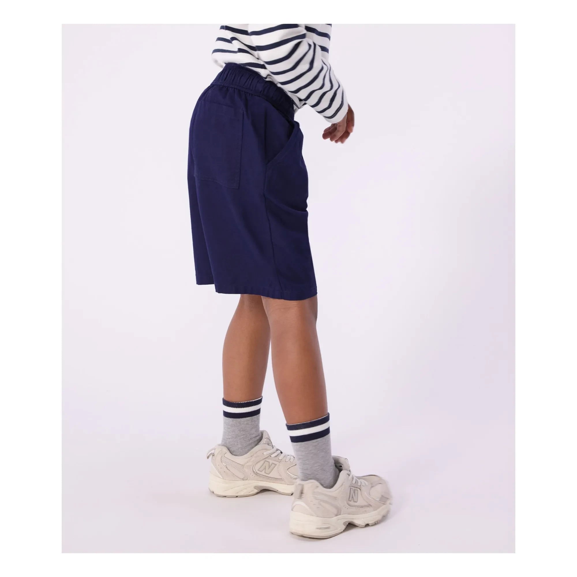 Petit Bateau - Pantalones cortos bermudas de twill de algodón orgánico lisos | Azul marino