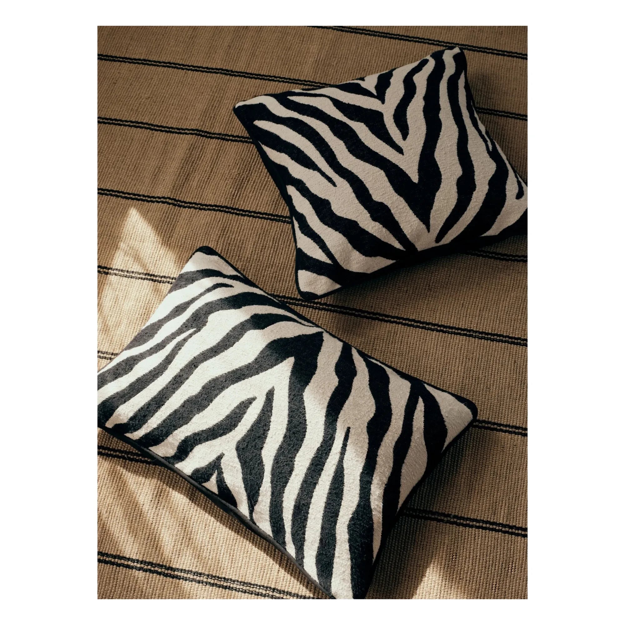Broste Copenhagen - Funda de cojín rectangular Zebra | Noir/Blanc
