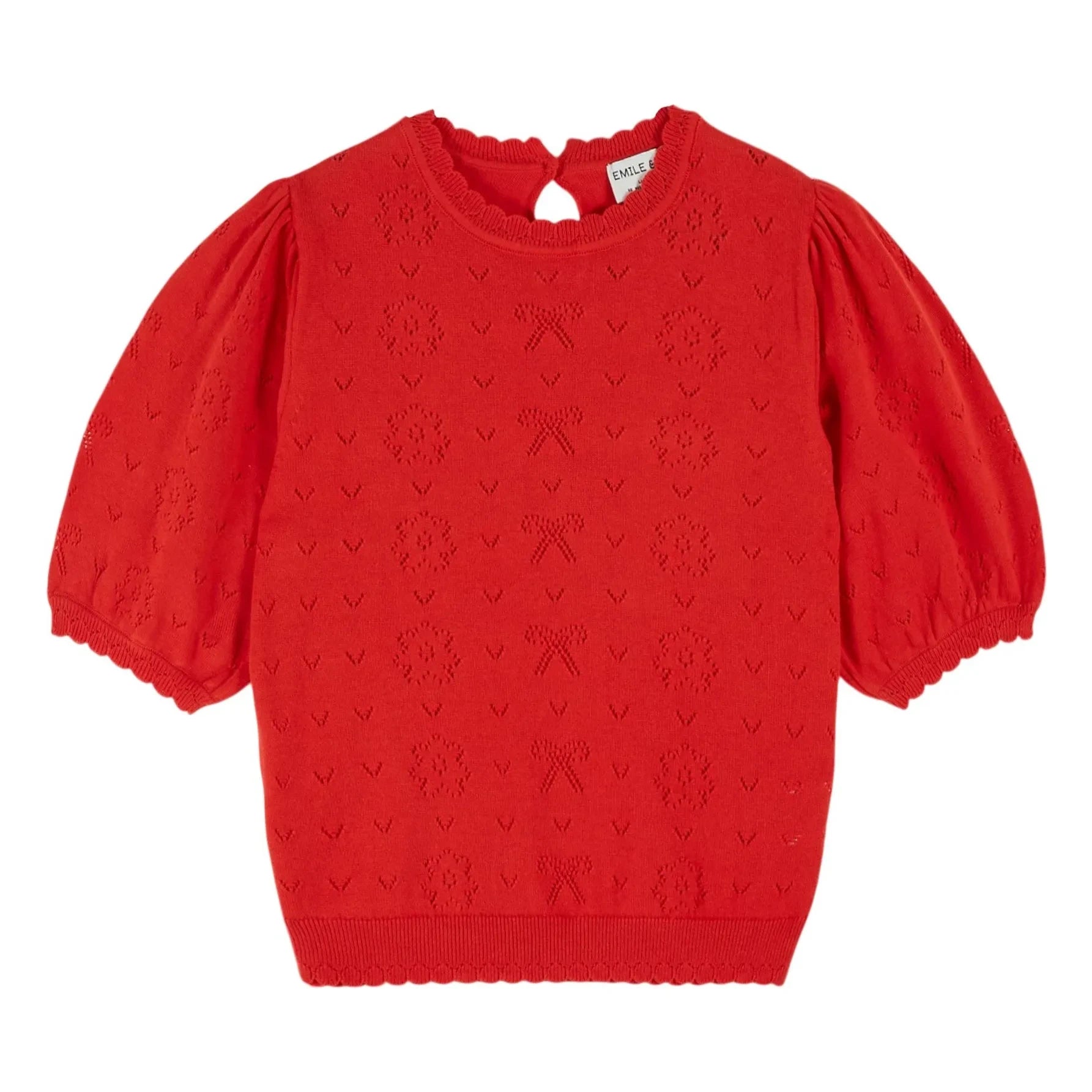 Emile et Ida - Jersey de algodón orgánico anudado con punto calado | Poppy