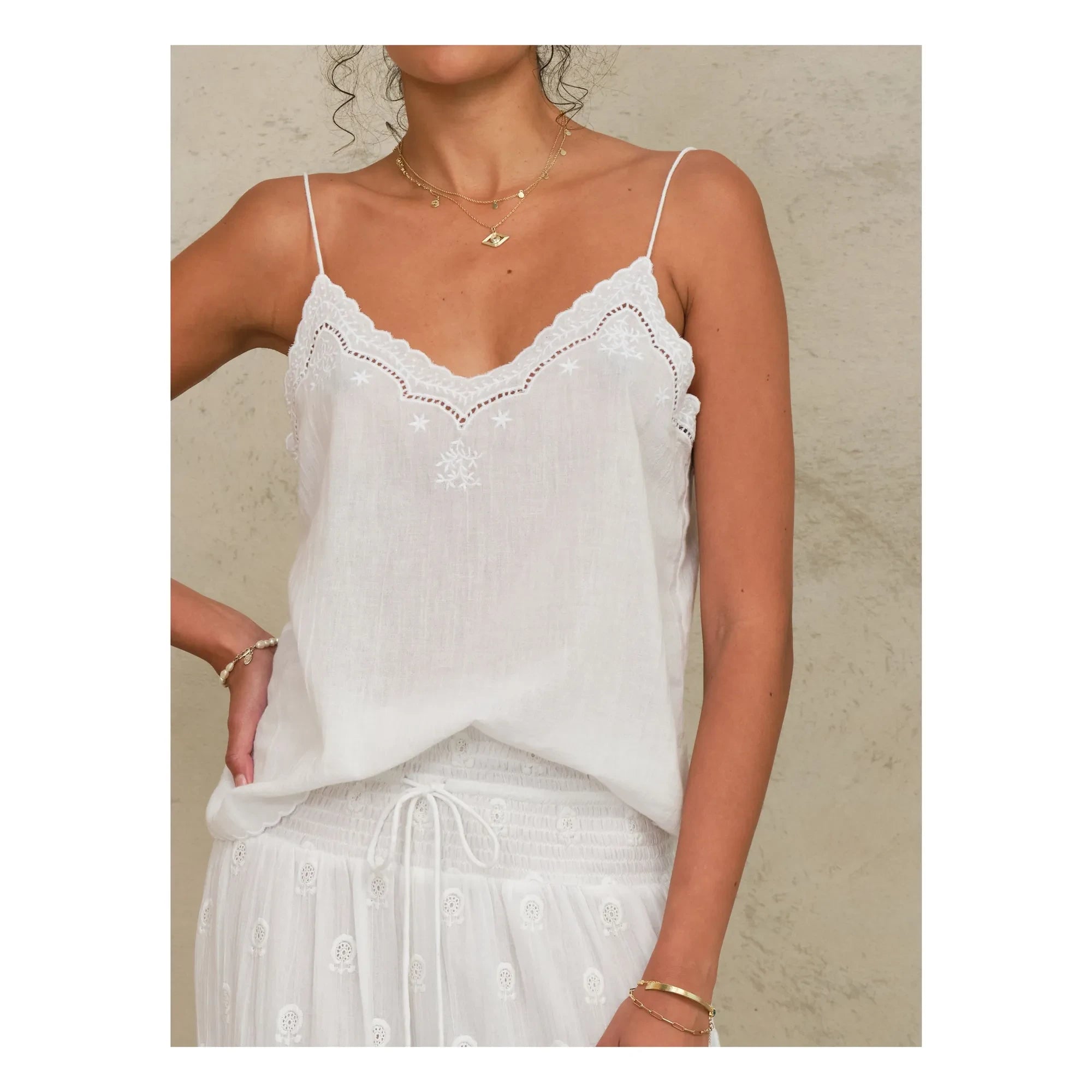 M.A.B.E. - Camiseta de tirantes de algodón Lyla | Blanca