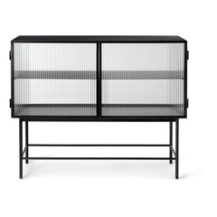 Ferm Living - Consola Haze en cristal y metal a rayas | Negro