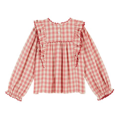 Emile et Ida - Blusa de volantes vichy rosa