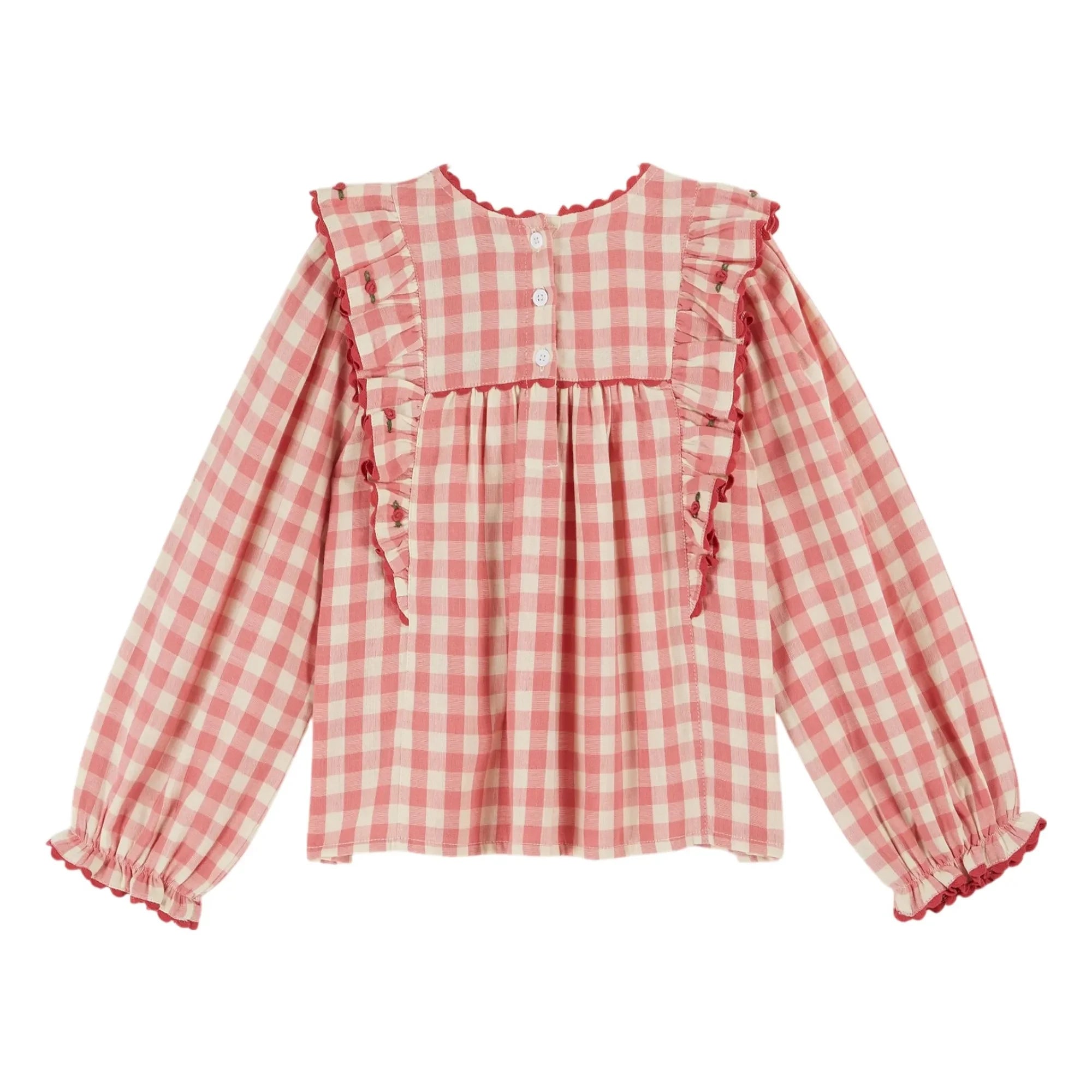 Emile et Ida - Blusa de volantes vichy rosa