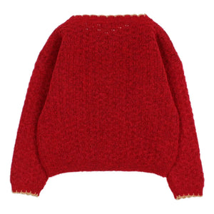 Búho - Jersey festoneado de mujer | Rojo cereza