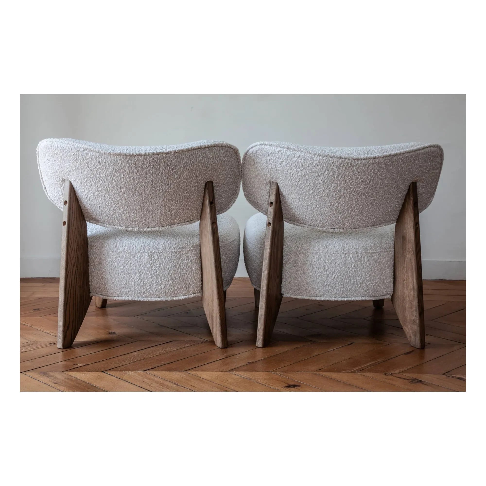 Panac Edition - Nicolo Bouclé y Sillón Roble Ahumado - 65 cm | Blanco Roto
