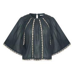 By Bar - Blusa Emmi de algodón orgánico bordado | Carbón