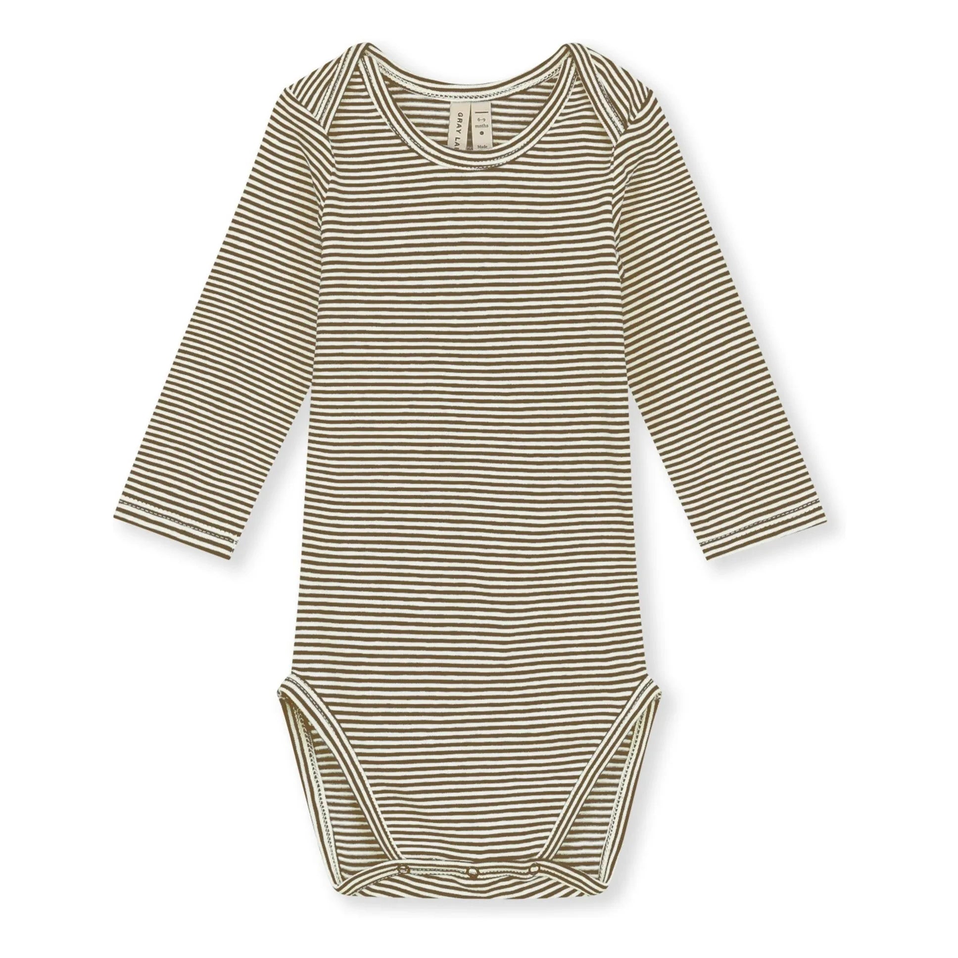 Gray Label - Body de rayas Algodón orgánico | Caqui