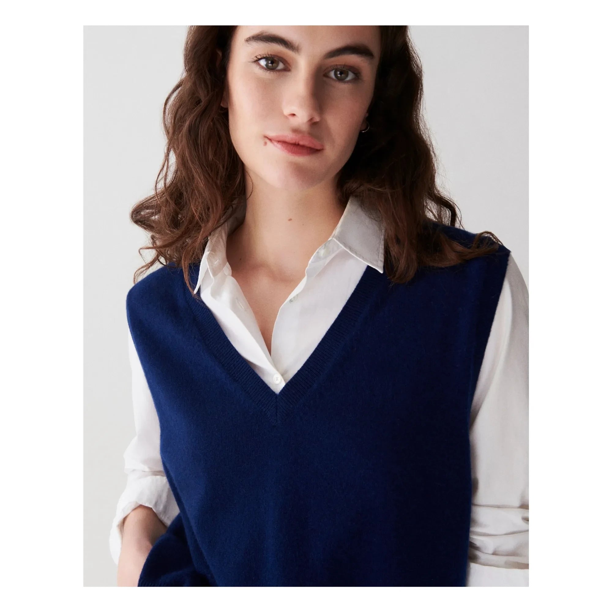 Bompard - Suéter de cachemira sin mangas y cuello de pico | Azul marino