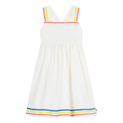Petit Bateau - Vestido palabra de honor de popelín de algodón orgánico | Blanco