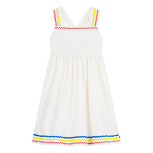 Petit Bateau - Vestido palabra de honor de popelín de algodón orgánico | Blanco