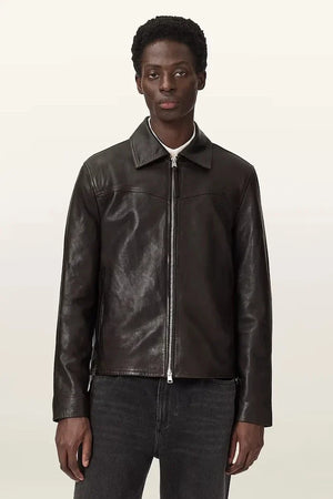 AllSaints Chaqueta de cuero para hombre TUNE