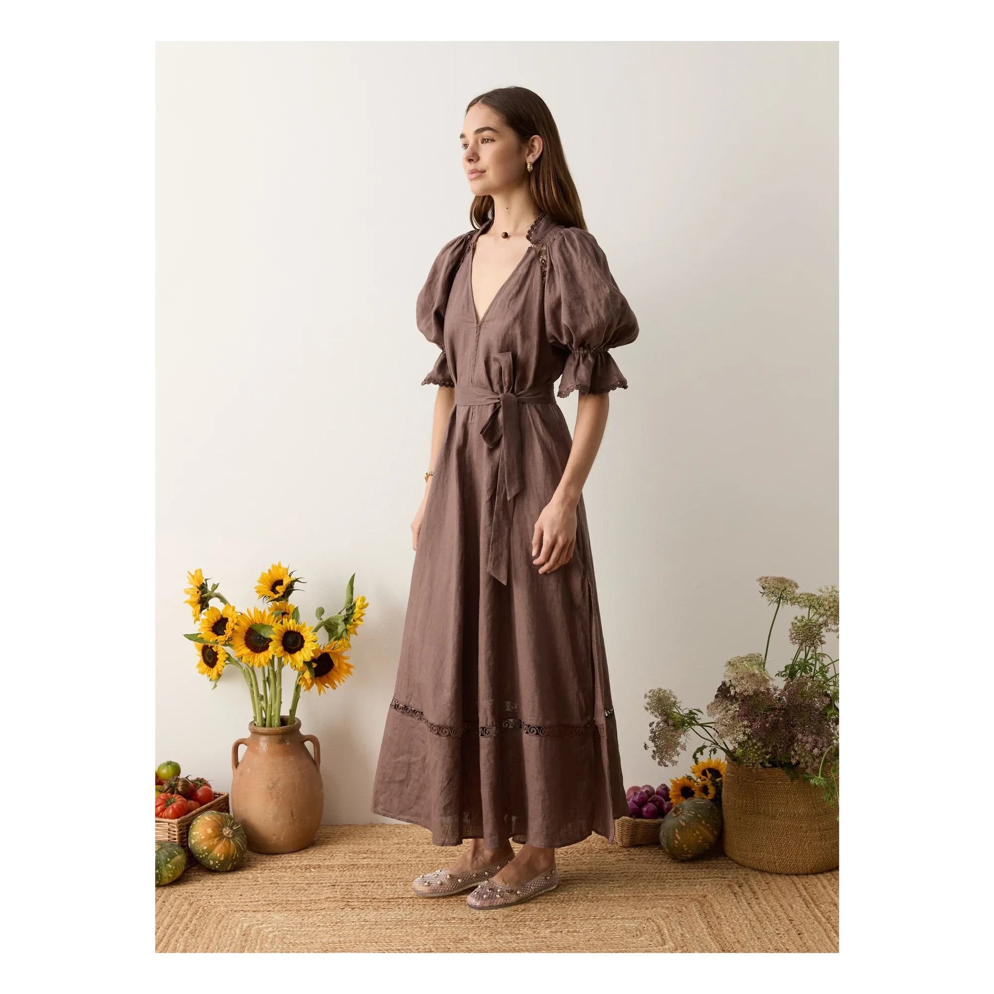 Boteh - Vestido de lino Myra | Mocha