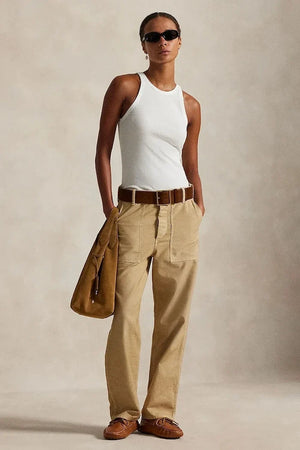 Pantalón liso de algodón Polo Ralph Lauren para mujer