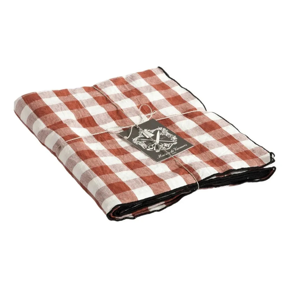 Maison de Vacances - Mantel rectangular Vichy con red negra Bourdon | Vichy Argile