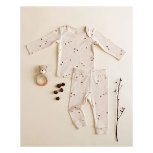 Quincy Mae - Conjunto de top y mallas de algodón orgánico acanalado Hazelnut | Crudo