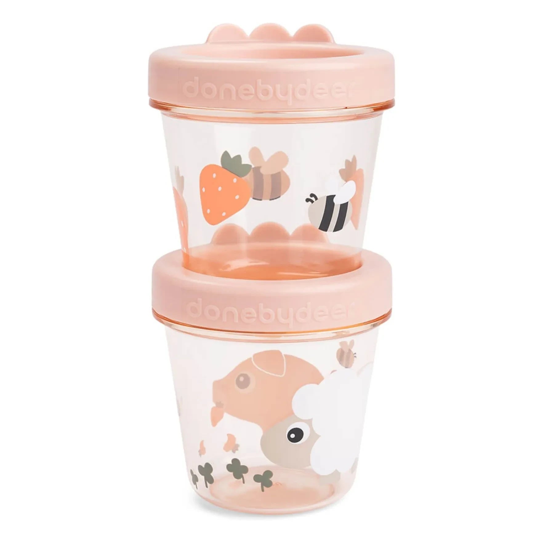 Done by deer - Tiny Farm fiambreras Tritan - Set de 2 | Rosa