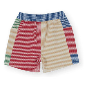 Goldie + Ace - Pantalones cortos con parches a rayas | Rojo