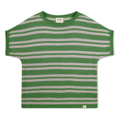 Matona - Camiseta de punto fino de algodón orgánico a rayas | Verde