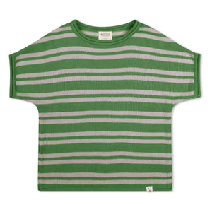 Matona - Camiseta de punto fino de algodón orgánico a rayas | Verde