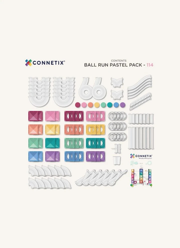 Connetix - Set de Rodado de Pelotas Pastel de 114 Piezas