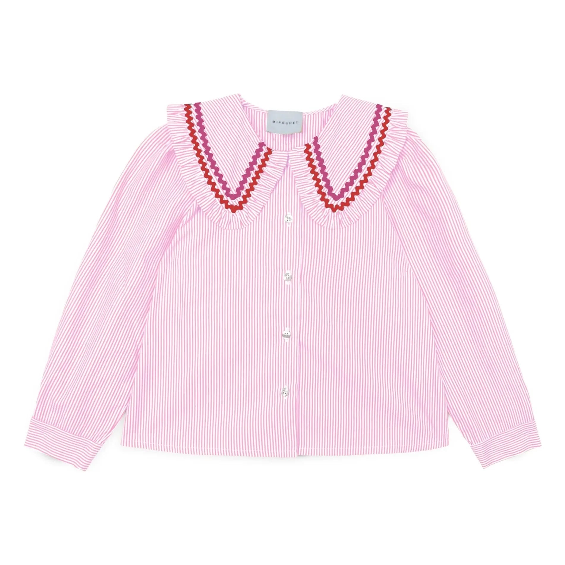 Mipounet - Blusa a rayas Nadine, cuello Claudine | Rosa claro