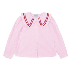 Mipounet - Blusa a rayas Nadine, cuello Claudine | Rosa claro