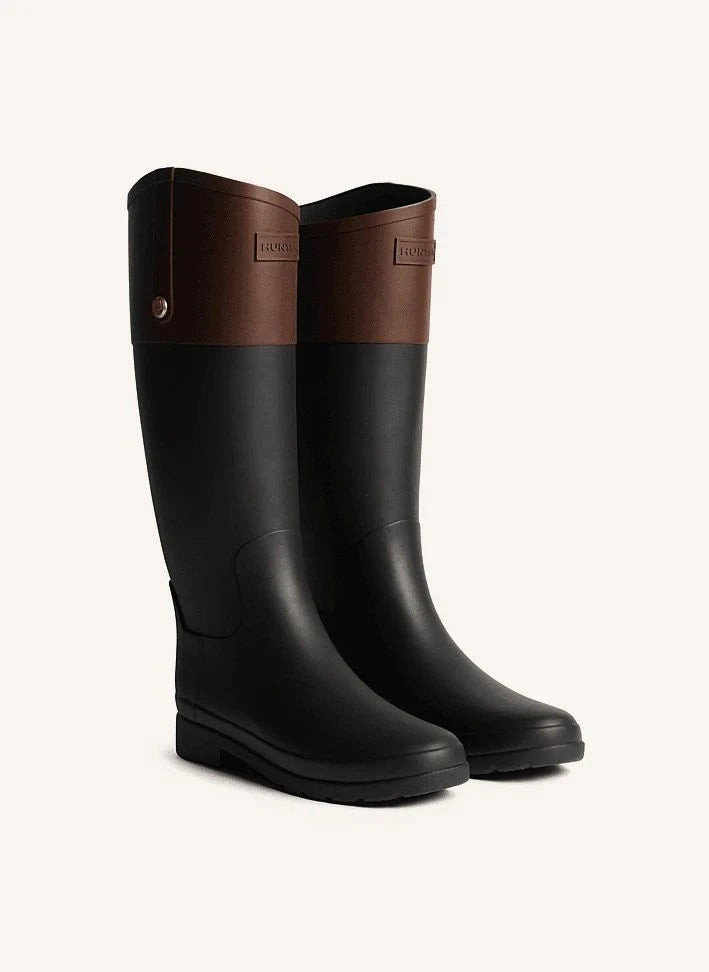 Hunter - Botas de equitación Wellington con detalles en color dorado | Negro