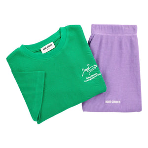Bobo Choses - Conjunto de camiseta y pantalón corto de algodón orgánico con cocodrilo | Verde