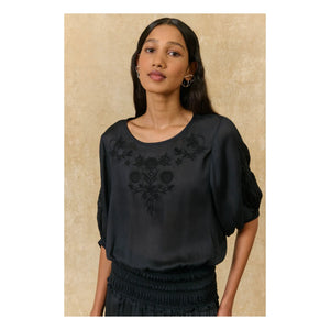 Louise Misha - Blusa de algodón Chayana | Negro