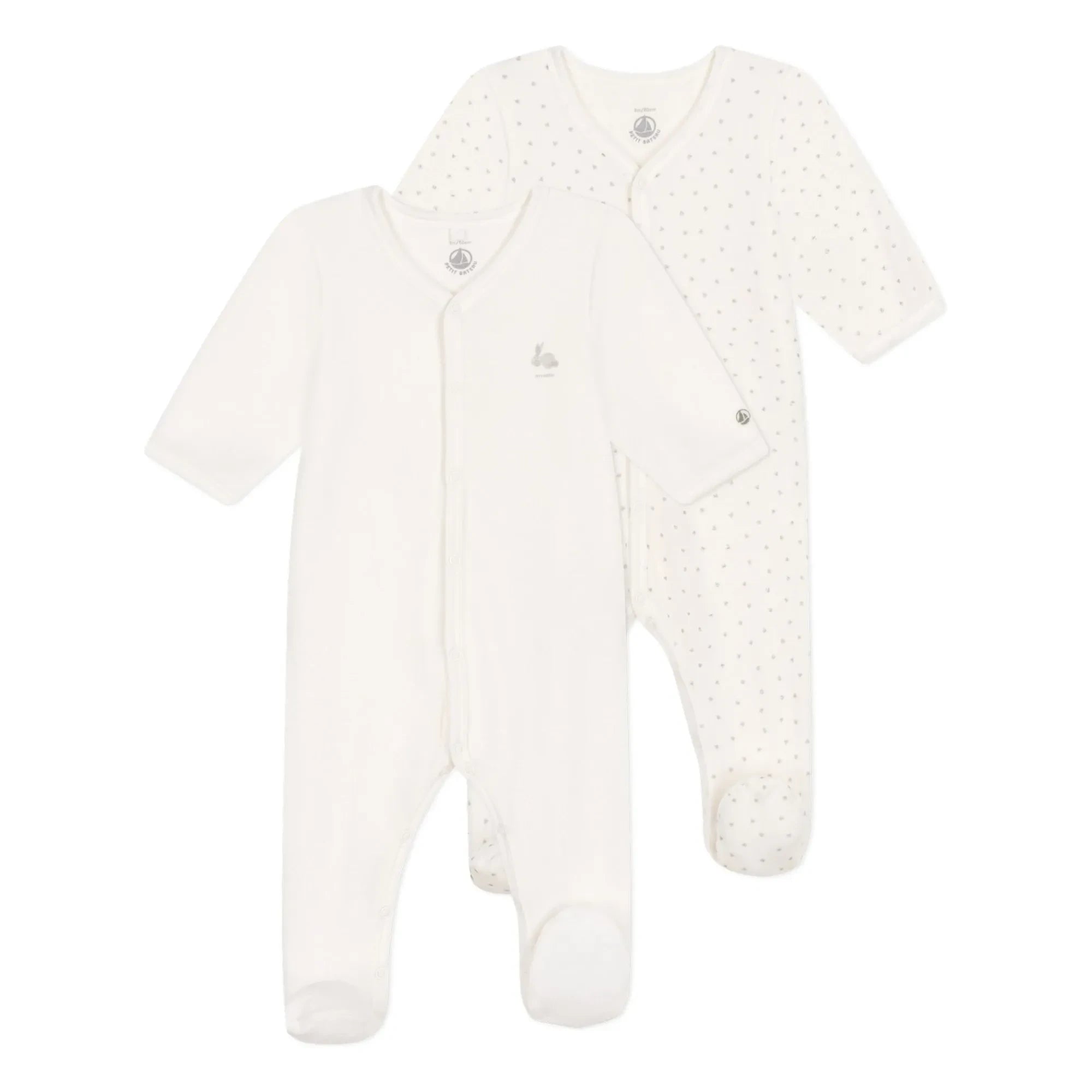 Petit Bateau - Conjunto de Pijama de Velour Dors Bien de 2 Piezas | Blanco