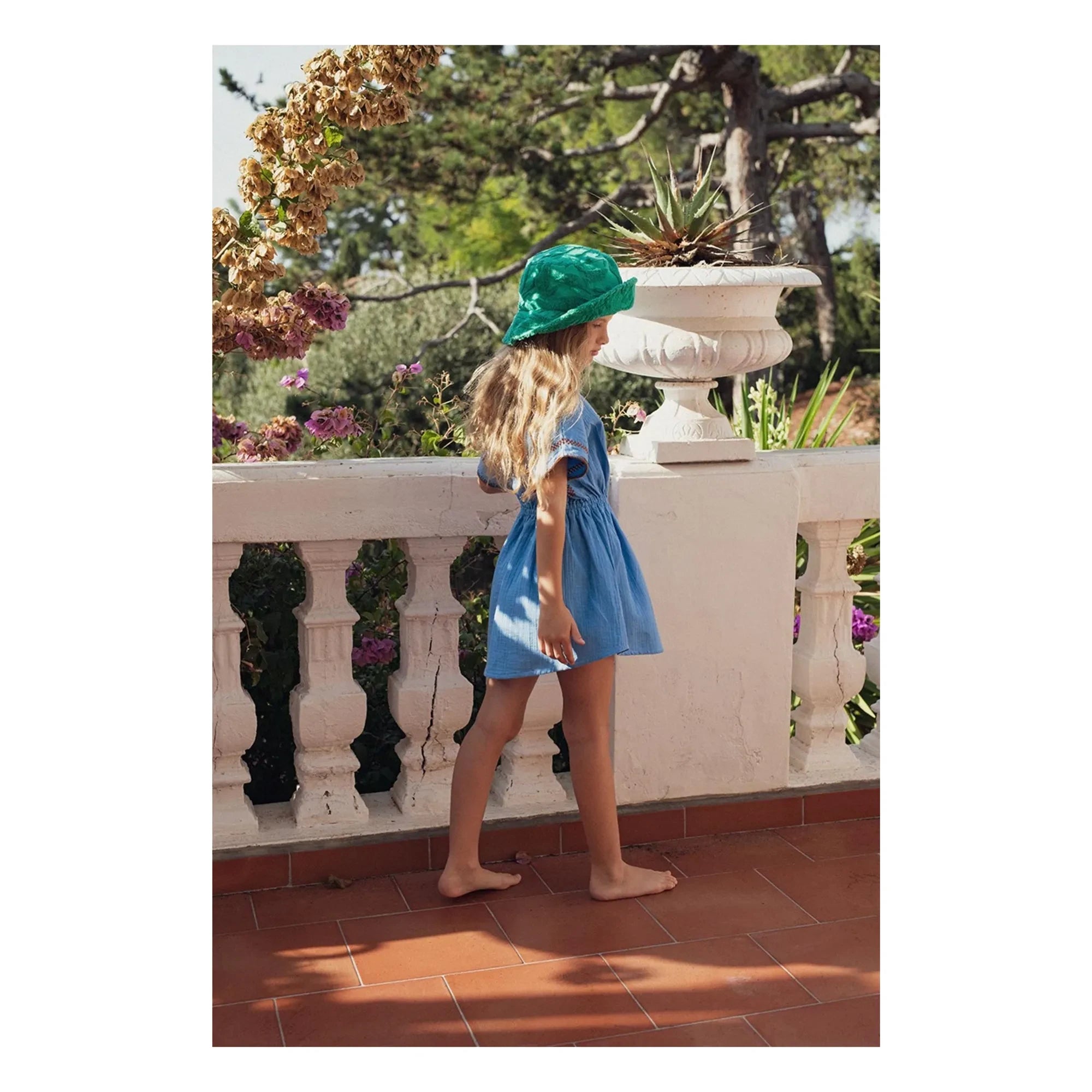 Marlot Paris - Vestido de gasa de algodón Bonnie | Azul celeste