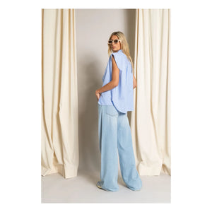 Smallable Woman - Laura Camisa sin mangas a rayas | Azul claro