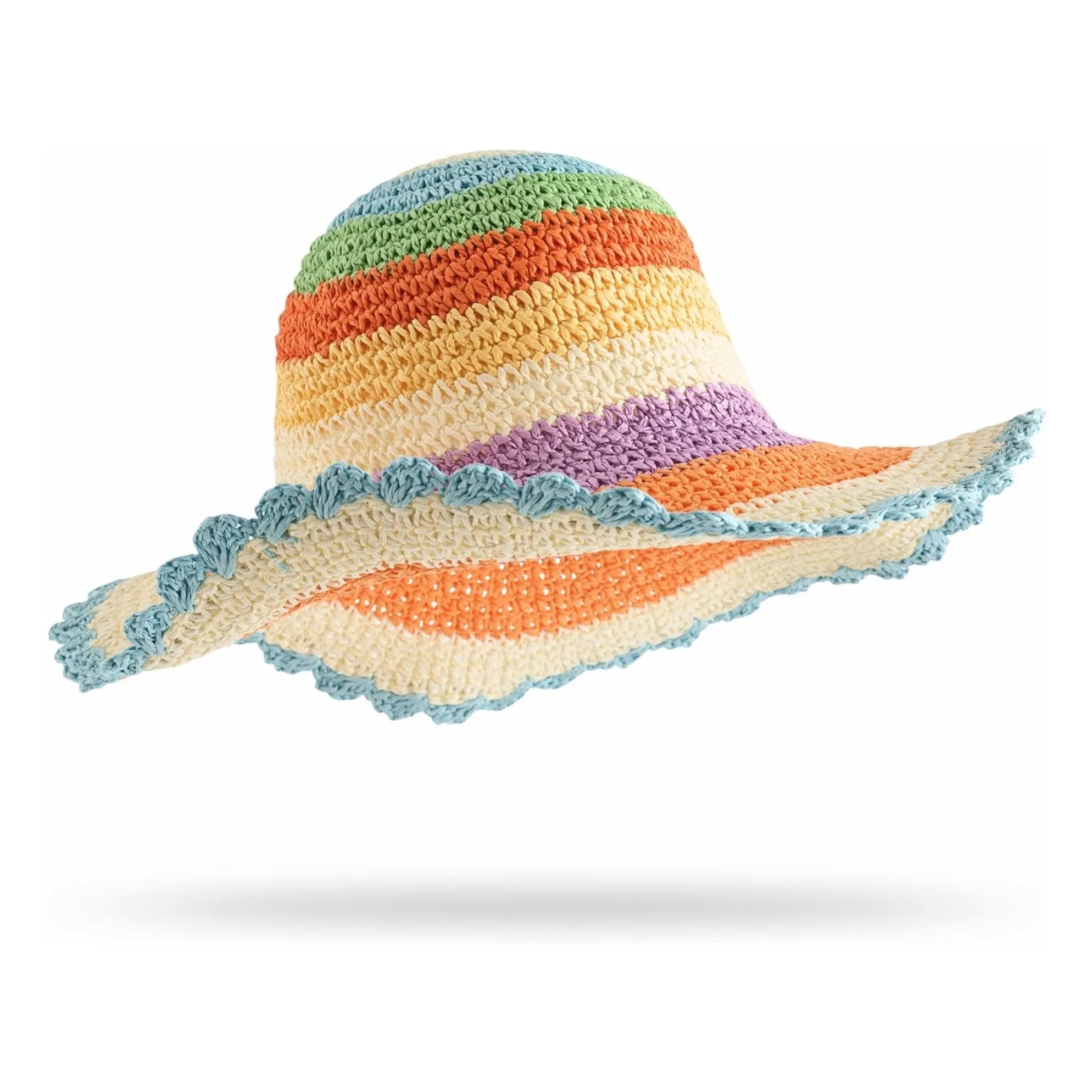 Molo - Sombrero de paja de papel a rayas con ondas grandes | Naranja