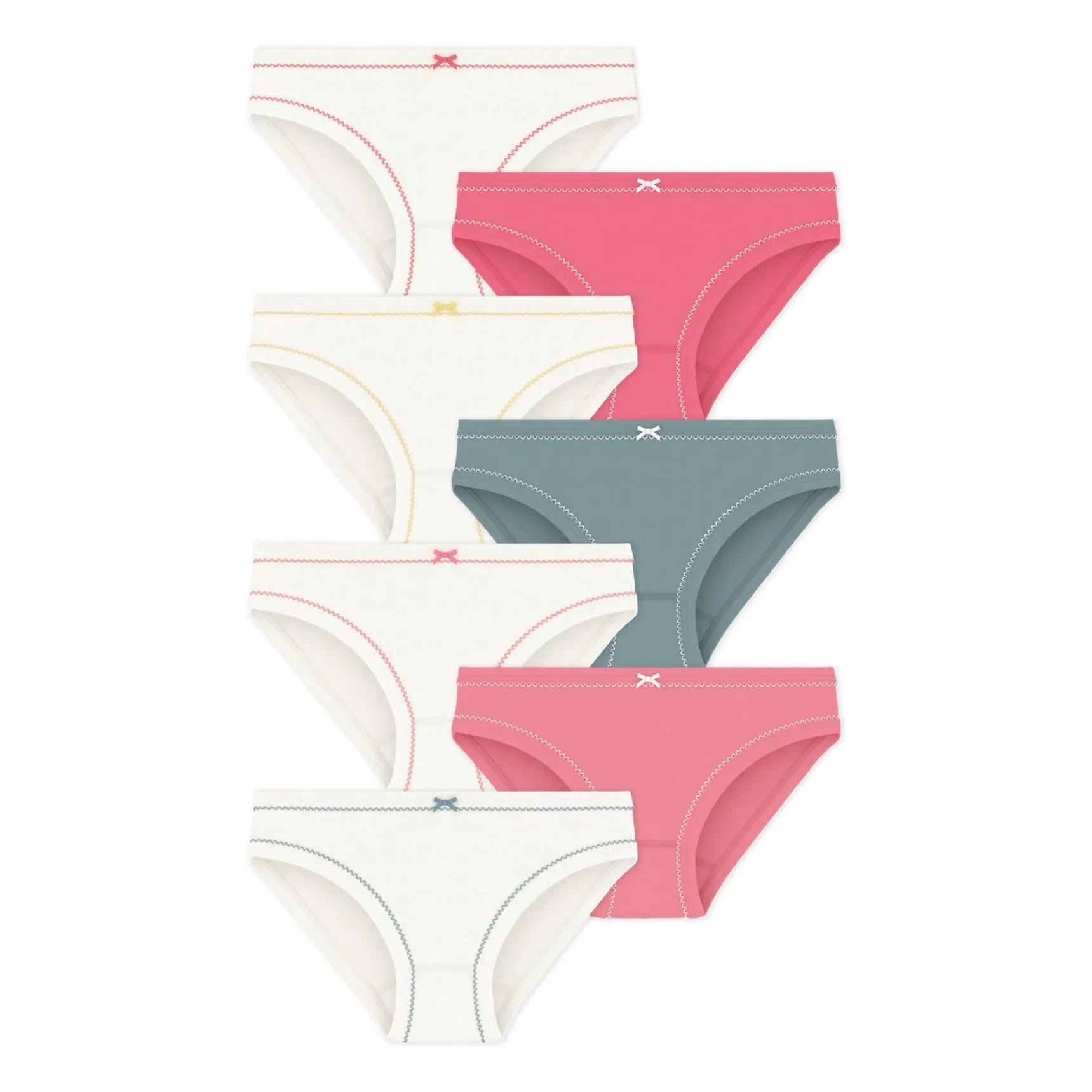 Petit Bateau - Bragas Lisas Paquete de 7 | Coral