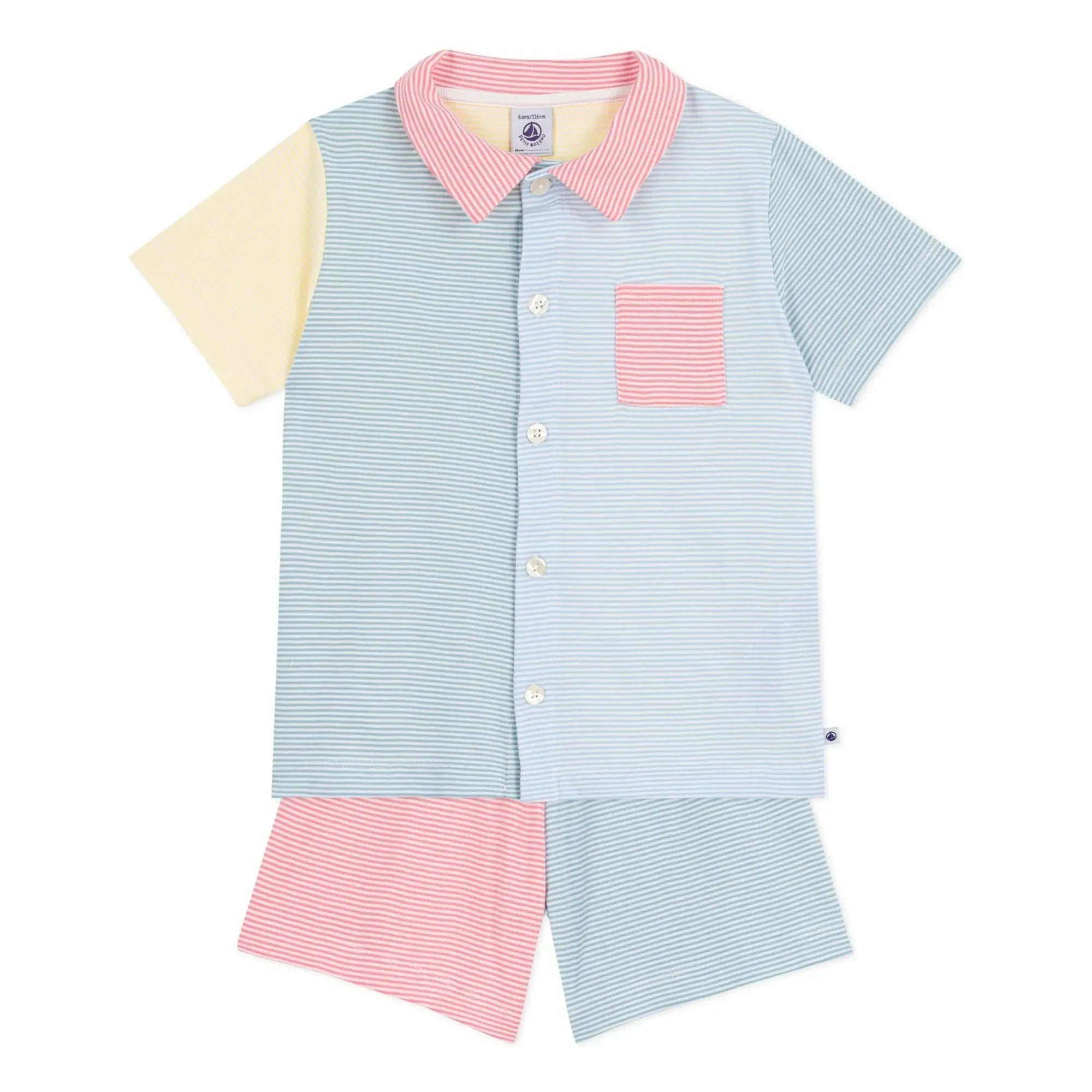 Petit Bateau - Pijama corto color block Millerais | Azul