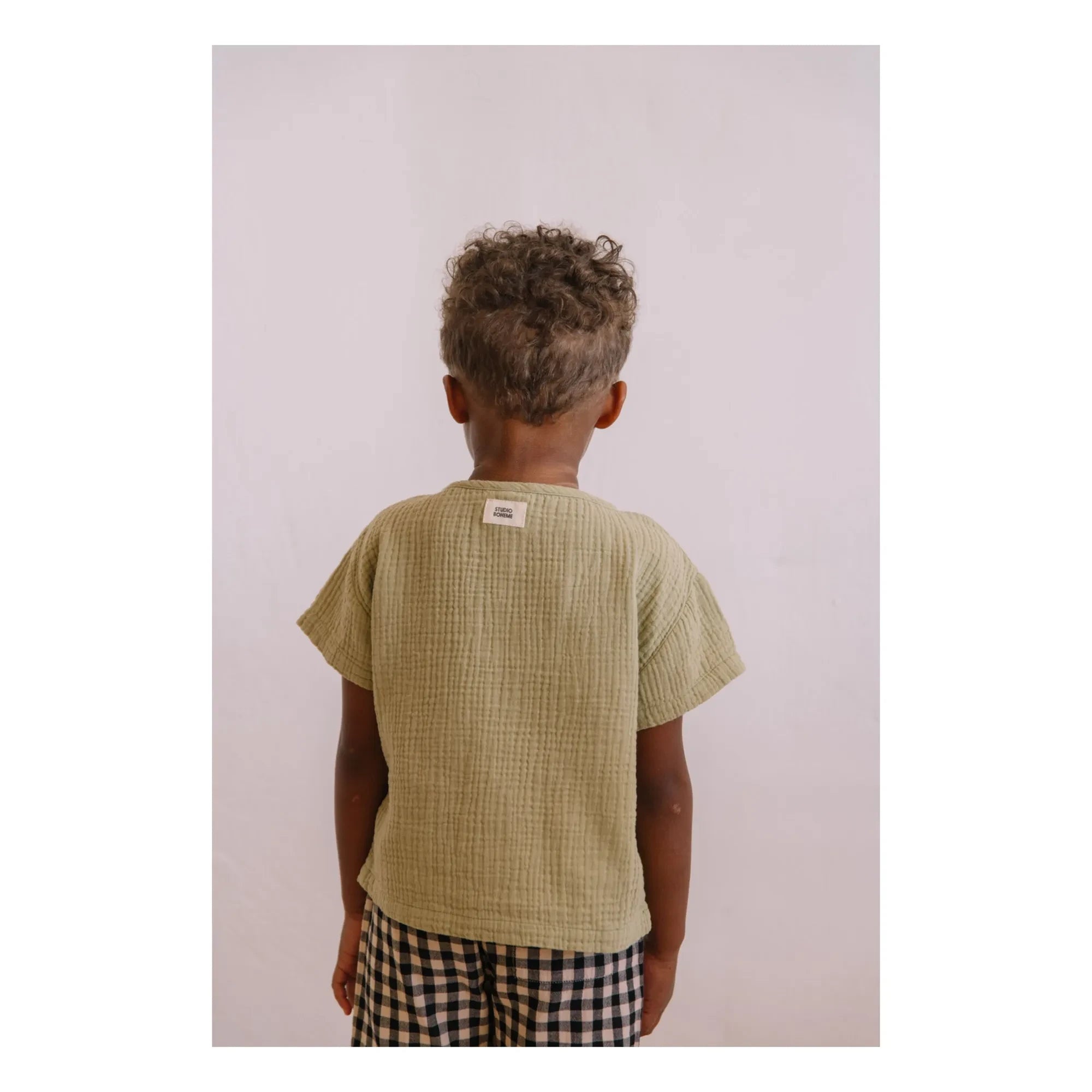 Studio Bohème - Camiseta de gasa de algodón orgánico Orso | Caqui claro