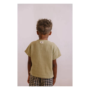 Studio Bohème - Camiseta de gasa de algodón orgánico Orso | Caqui claro