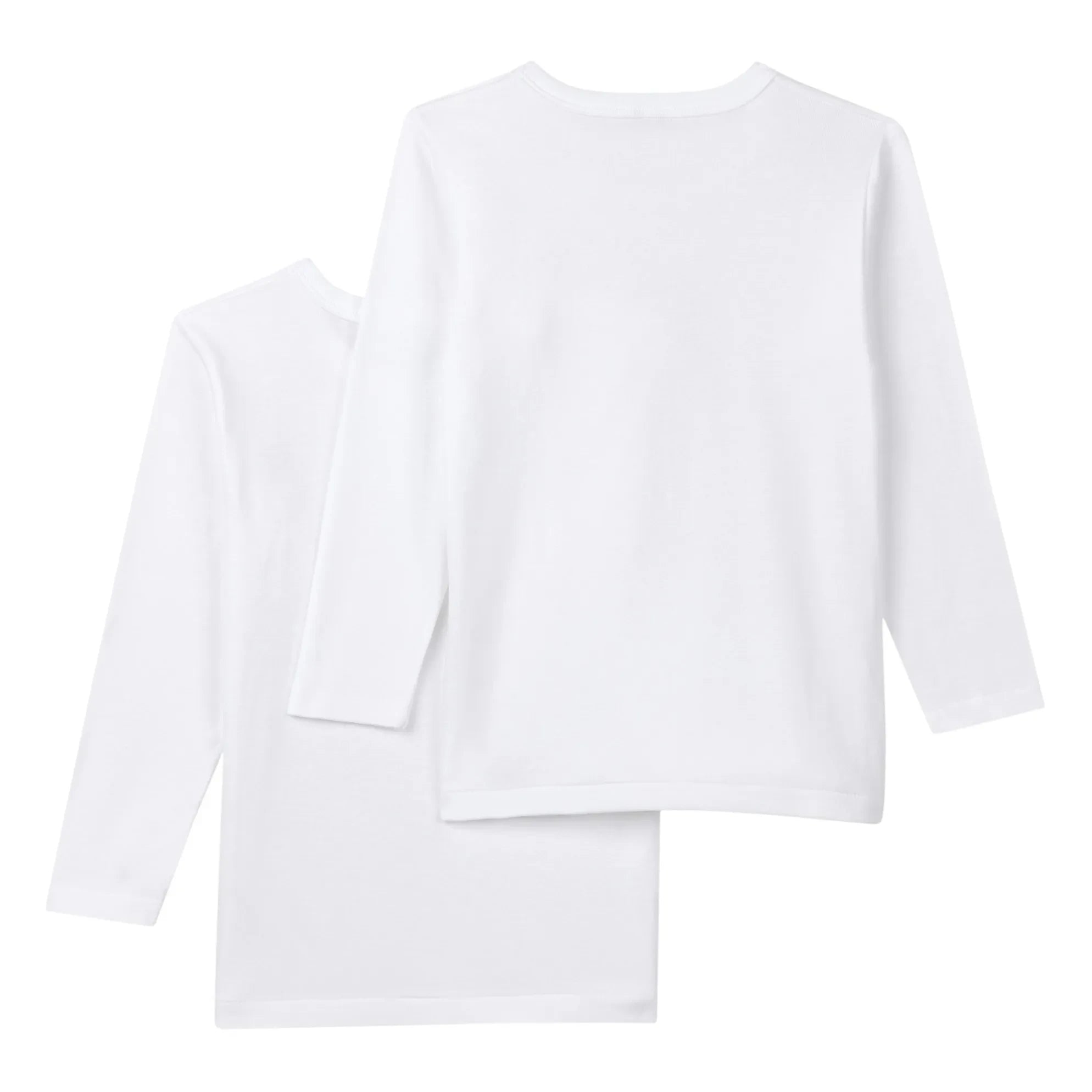 Petit Bateau - Conjunto de 2 camisetas de manga larga de algodón orgánico | Blanco