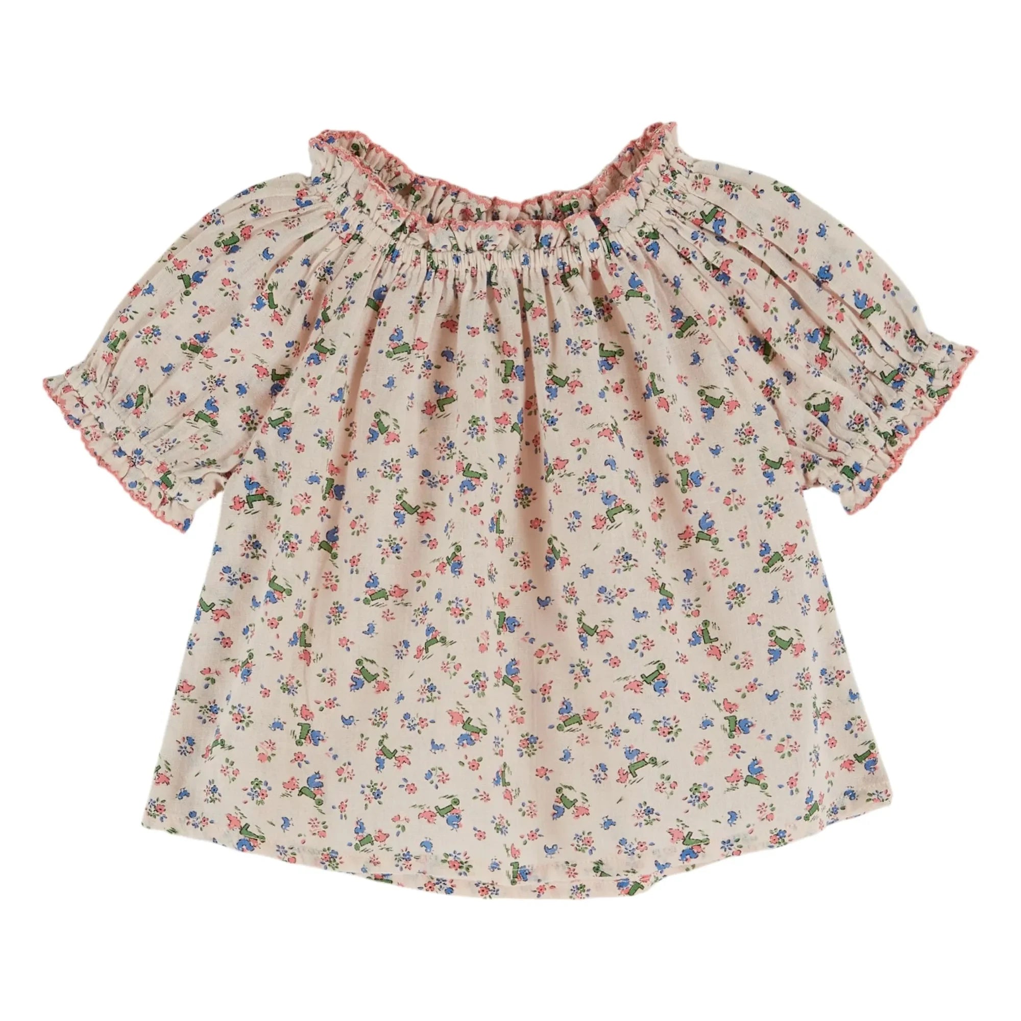 Emile et Ida - Blusa fruncida floral | Crema