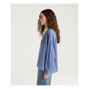 Momoni - Blusa de rayas con pinchos | Azul