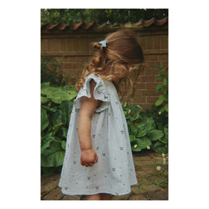 Konges Sløjd - Vestido de algodón orgánico Coco Cerises | Azul claro