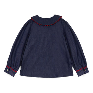 Mipounet - Jean Claudine Blusa Cecilia con Cuello | Azul Oscuro