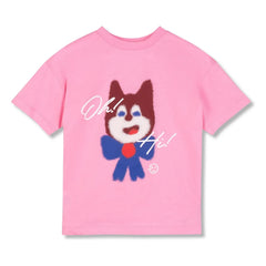 Wynken - Camiseta de algodón orgánico rosa con gato