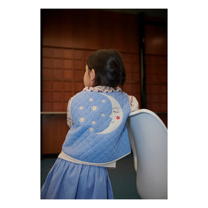 Copenhagen Colors - Chaleco acolchado sin mangas de algodón orgánico con bordado de luna | Azul claro