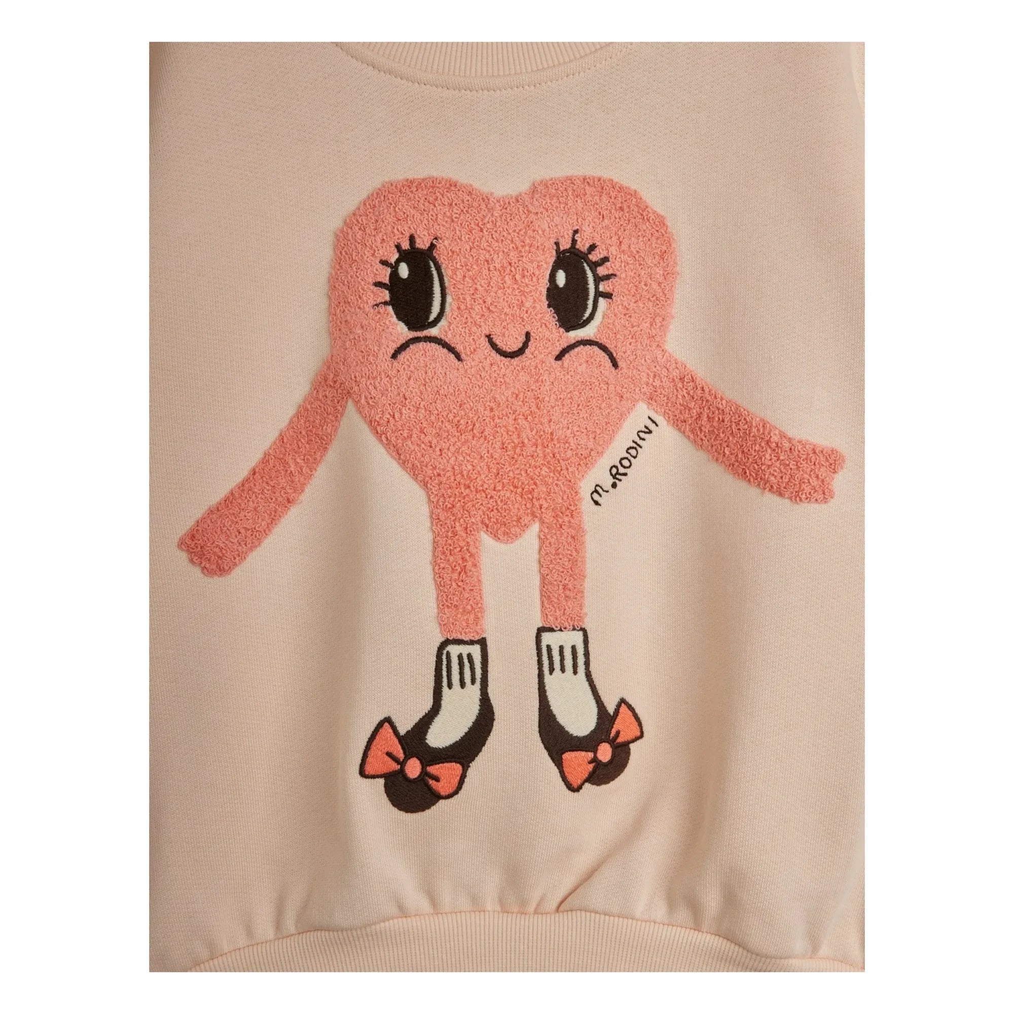 Mini Rodini - Corazón de sudor de algodón orgánico | Rosa claro