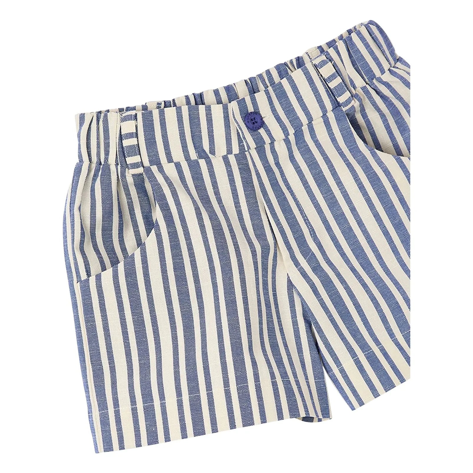 Fabula - Pantalones Cortos Anchos de Rayas | Azul Claro