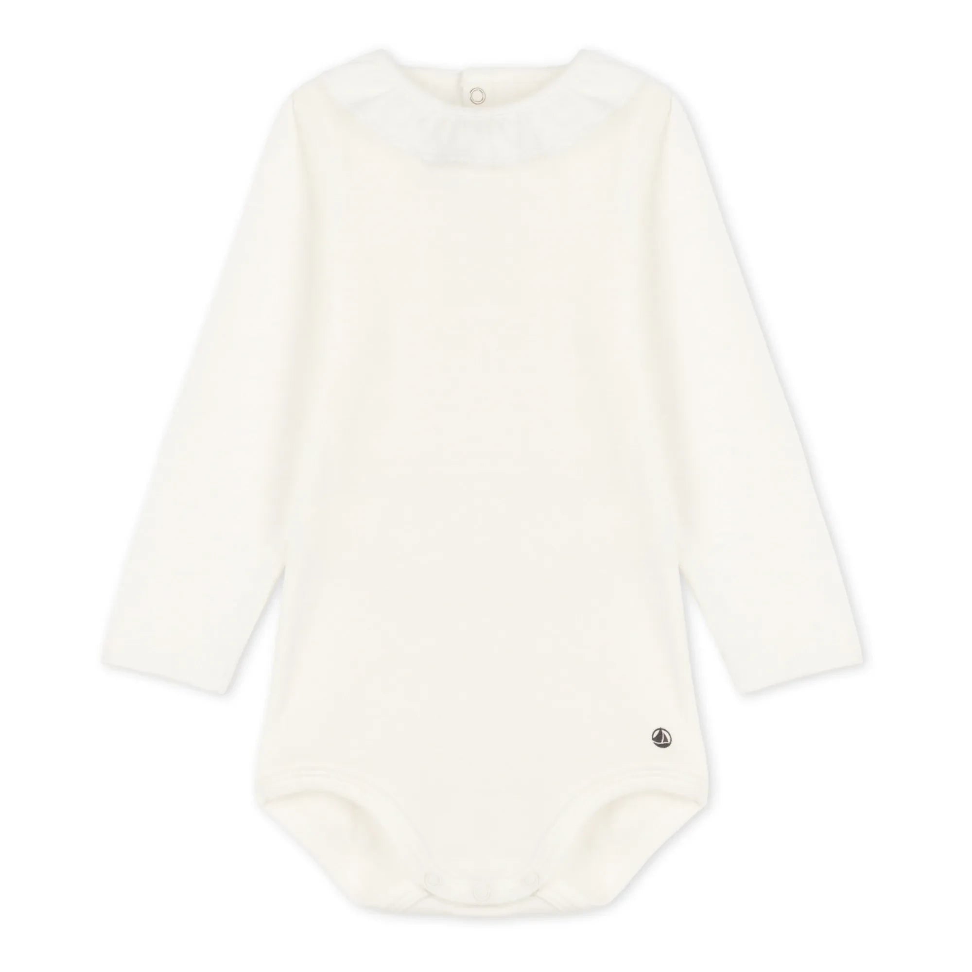 Petit Bateau - Body de bebé de algodón orgánico con cuello Peter Pan | Blanco