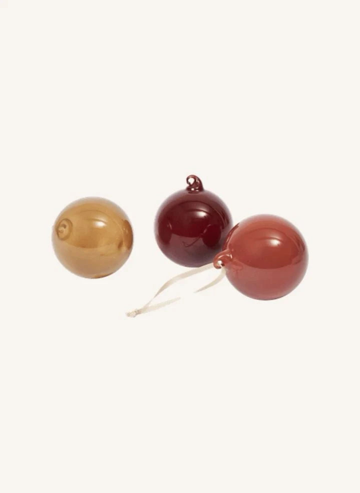 Ferm Living - Adornos de vidrio de Navidad - Set de 3 | Naranja